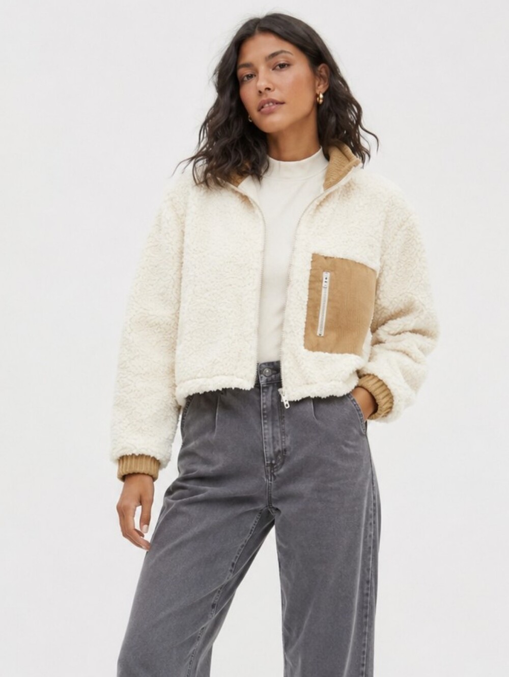 Blanknyc Teddy Sherpa Cropped Jacket Size S